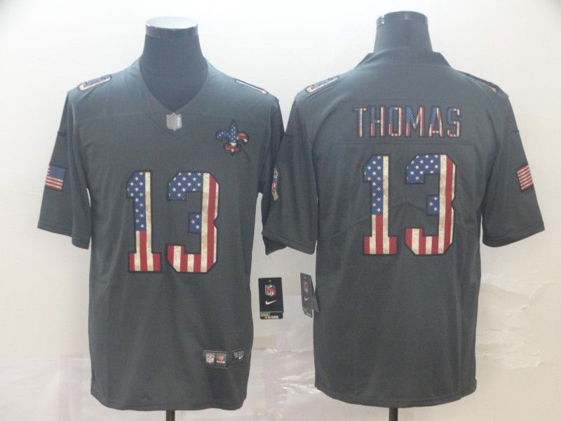 Men New Orleans Saints #13 Thomas Carbon Black Retro USA flag Nike NFL Jerseys->baltimore ravens->NFL Jersey